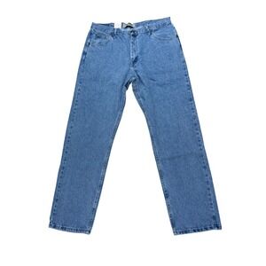 Wrangler Authentics Mens 38x34 Relaxed Fit Jeans Blue Straight Leg Cotton New